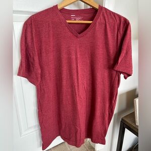 Men’s large Public Opinion short sleeve V neck T shirt red